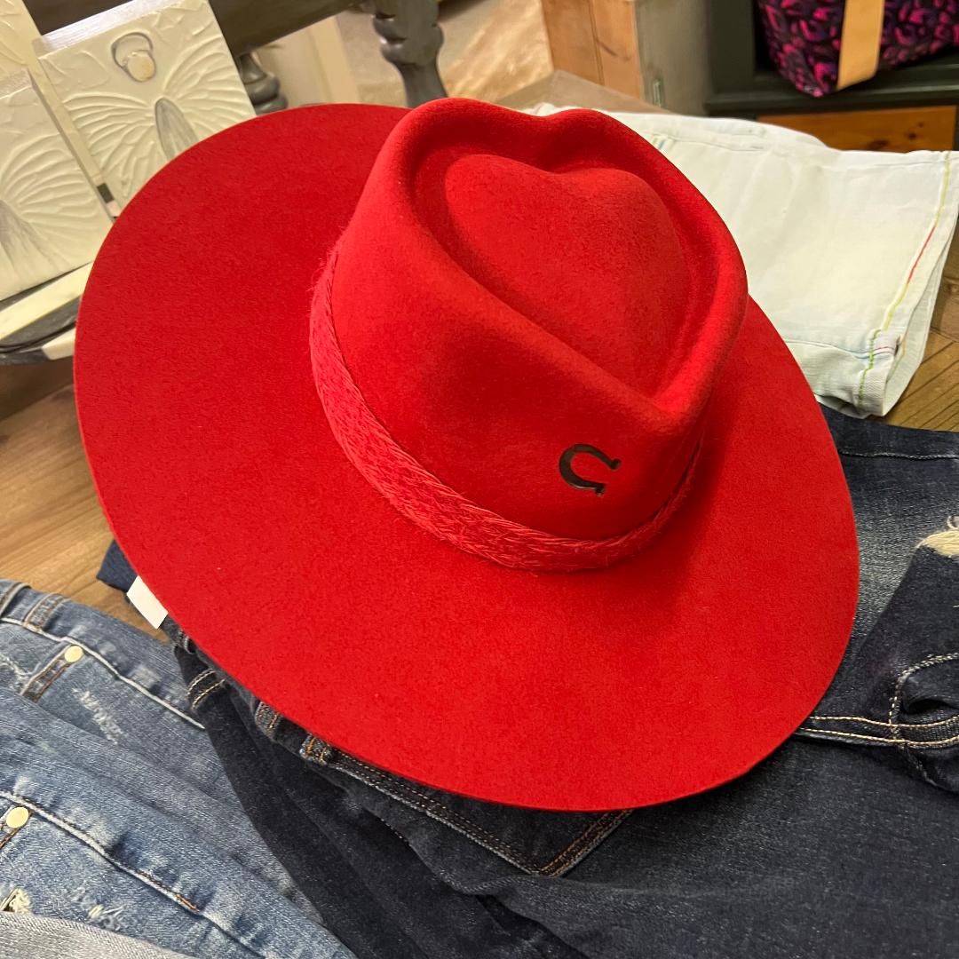 Fling Heart Crown Red Felt Hat