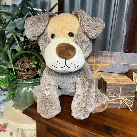 Plush Sitting Puppy with Big Brown Nose