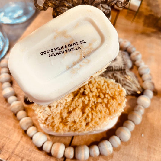 Goat's Milk & Olive Oil French Vanilla Soap w/Sea Sponge