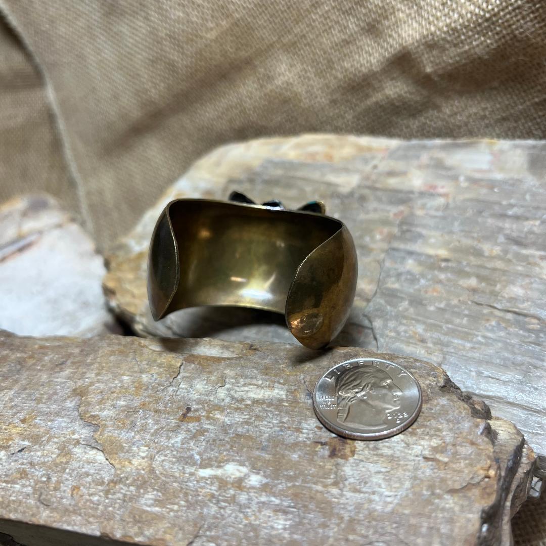 Hand Painted Turquoise Brass Cuff