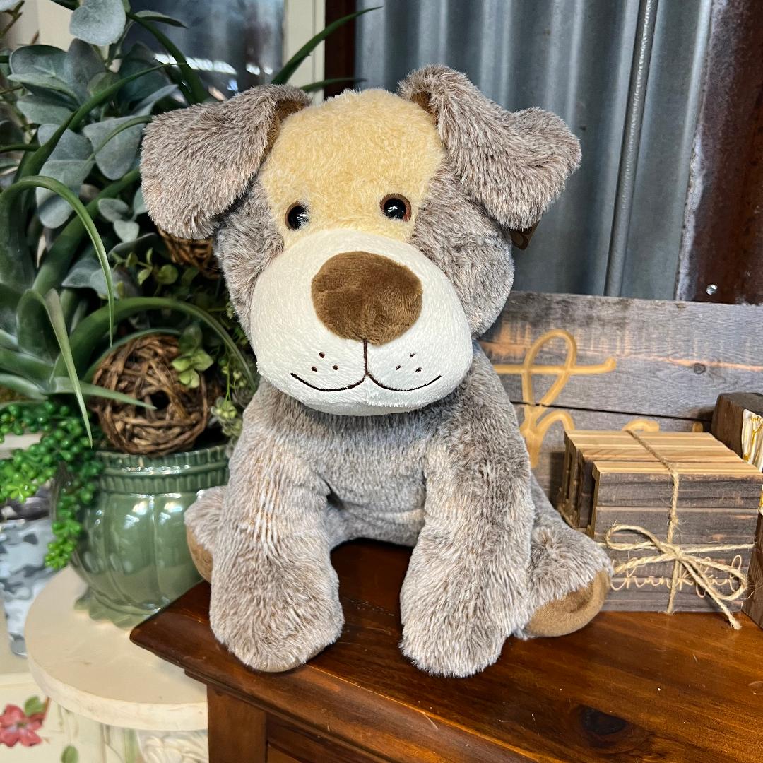 Plush Sitting Puppy with Big Brown Nose