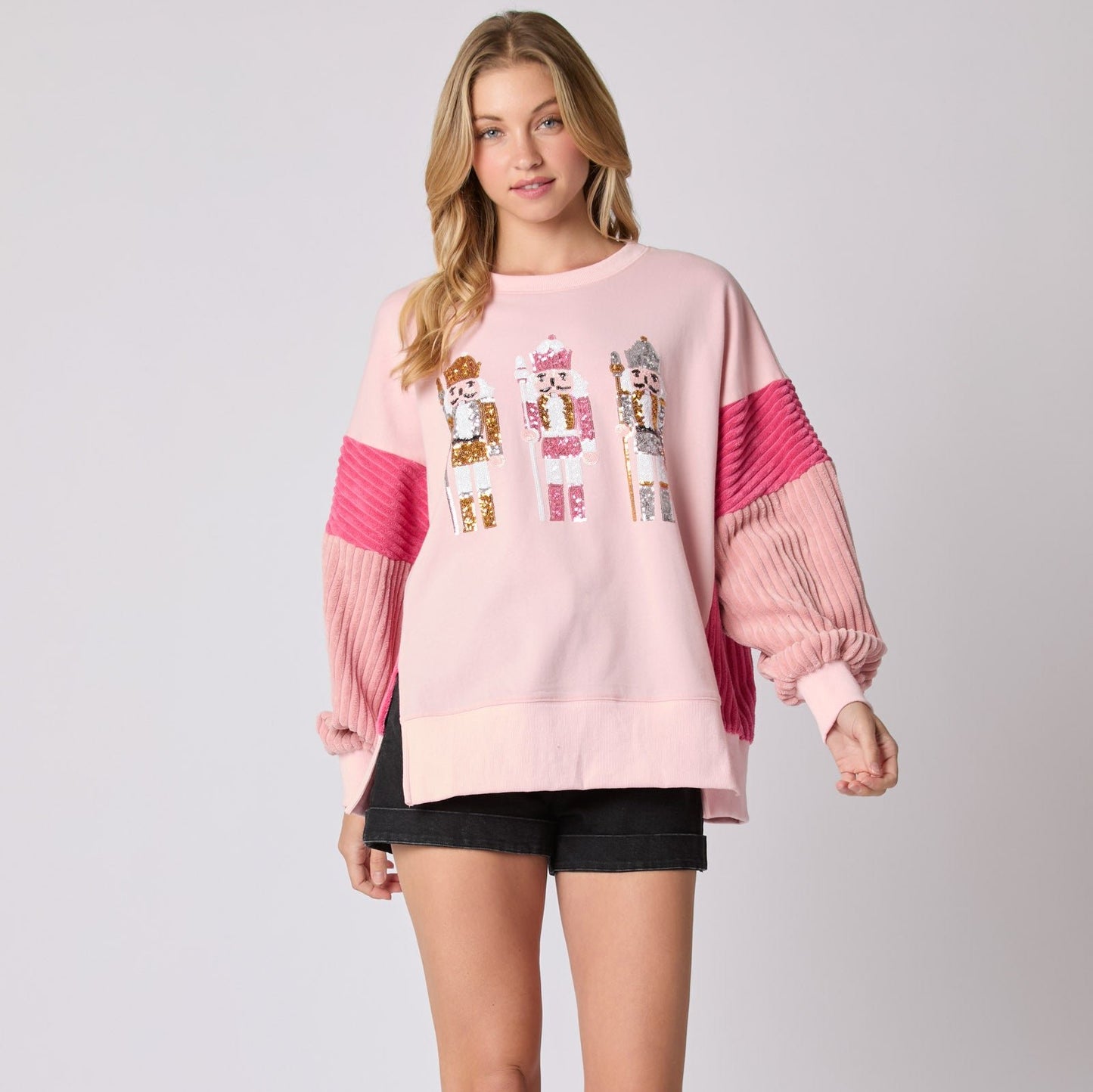 Sequined Nutcracker Oversized Terry Sweatshirt