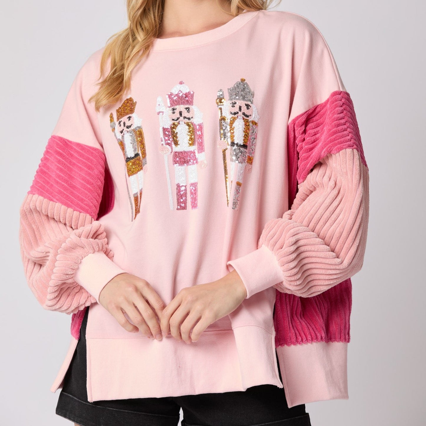 Sequined Nutcracker Oversized Terry Sweatshirt