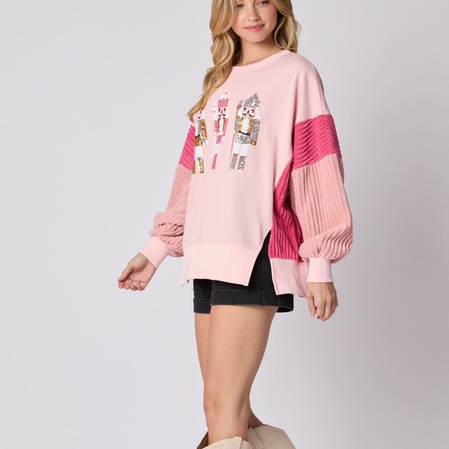 Sequined Nutcracker Oversized Terry Sweatshirt