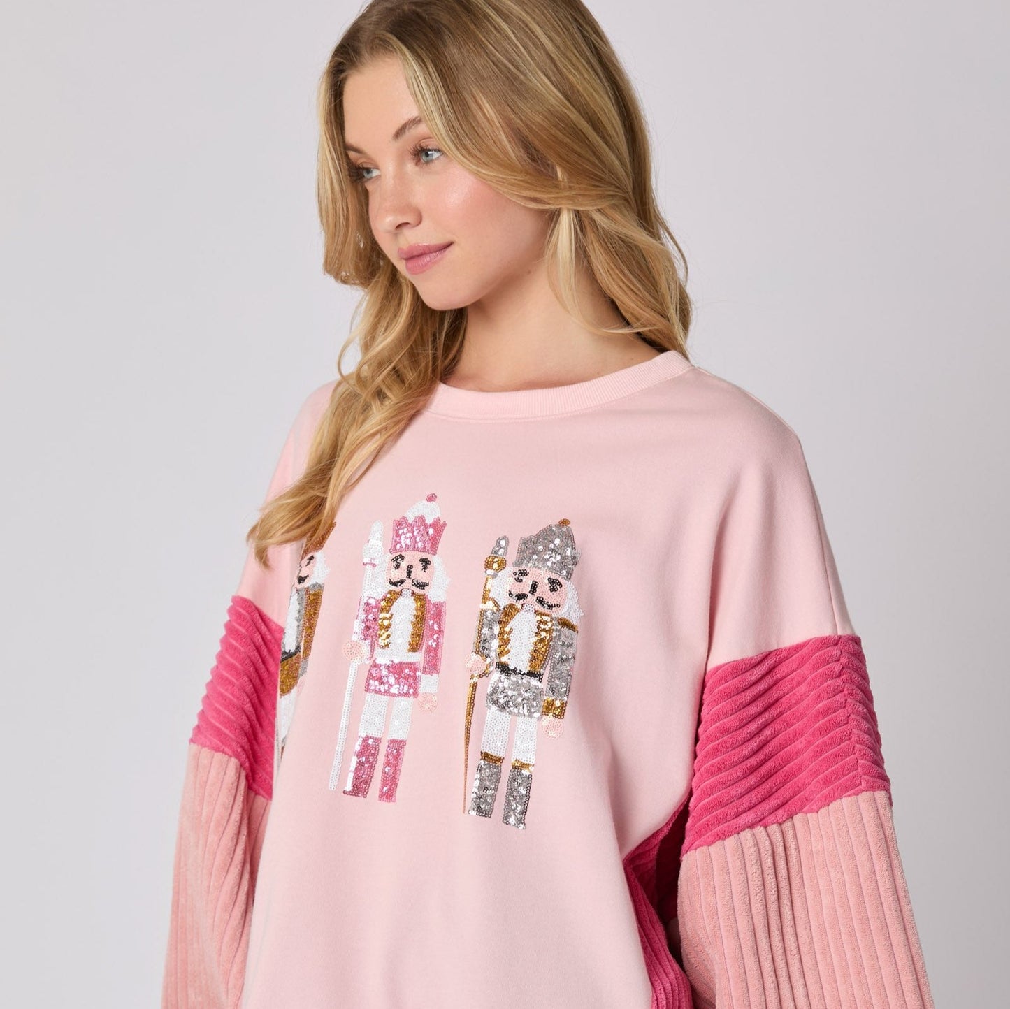 Sequined Nutcracker Oversized Terry Sweatshirt