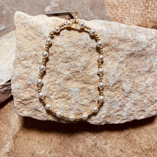 Gold and Mother of Pearl Beaded Bracelet