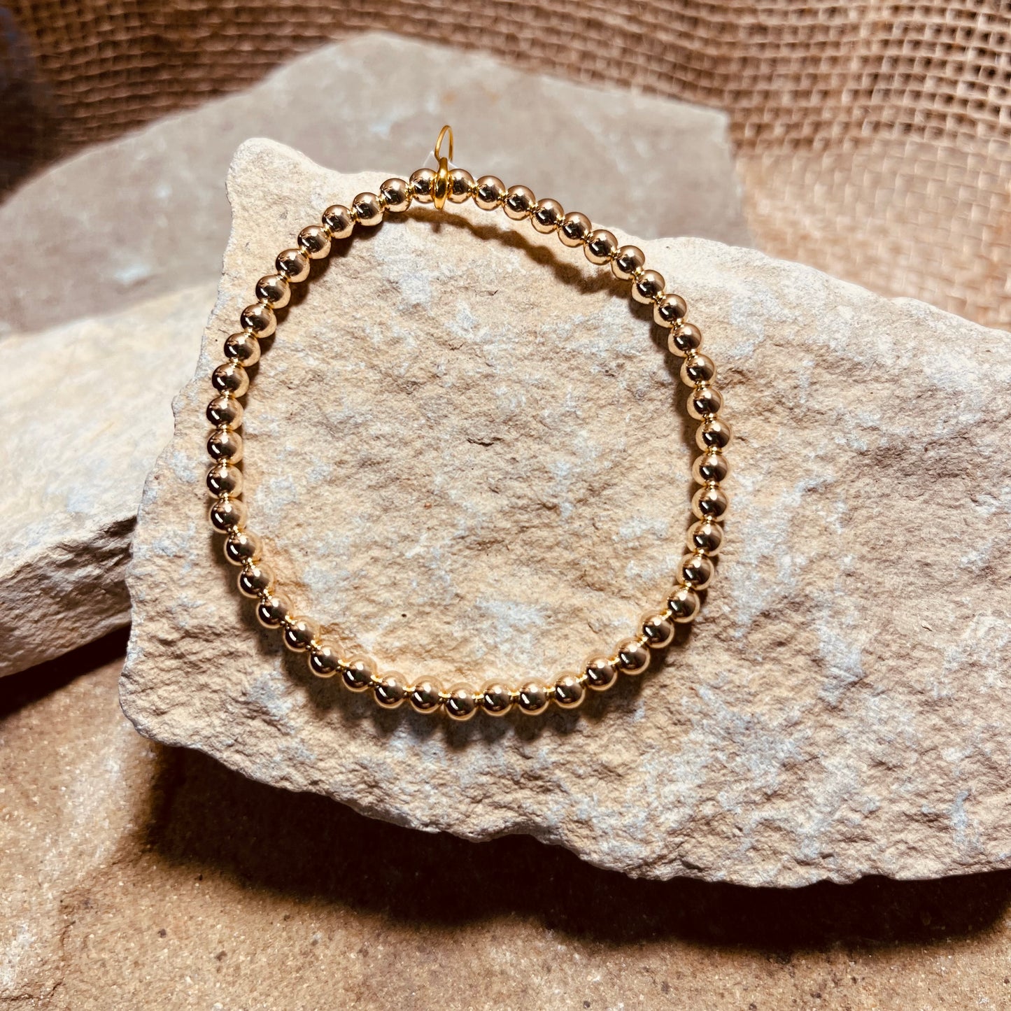 Classic 4mm Gold Beaded Bracelet