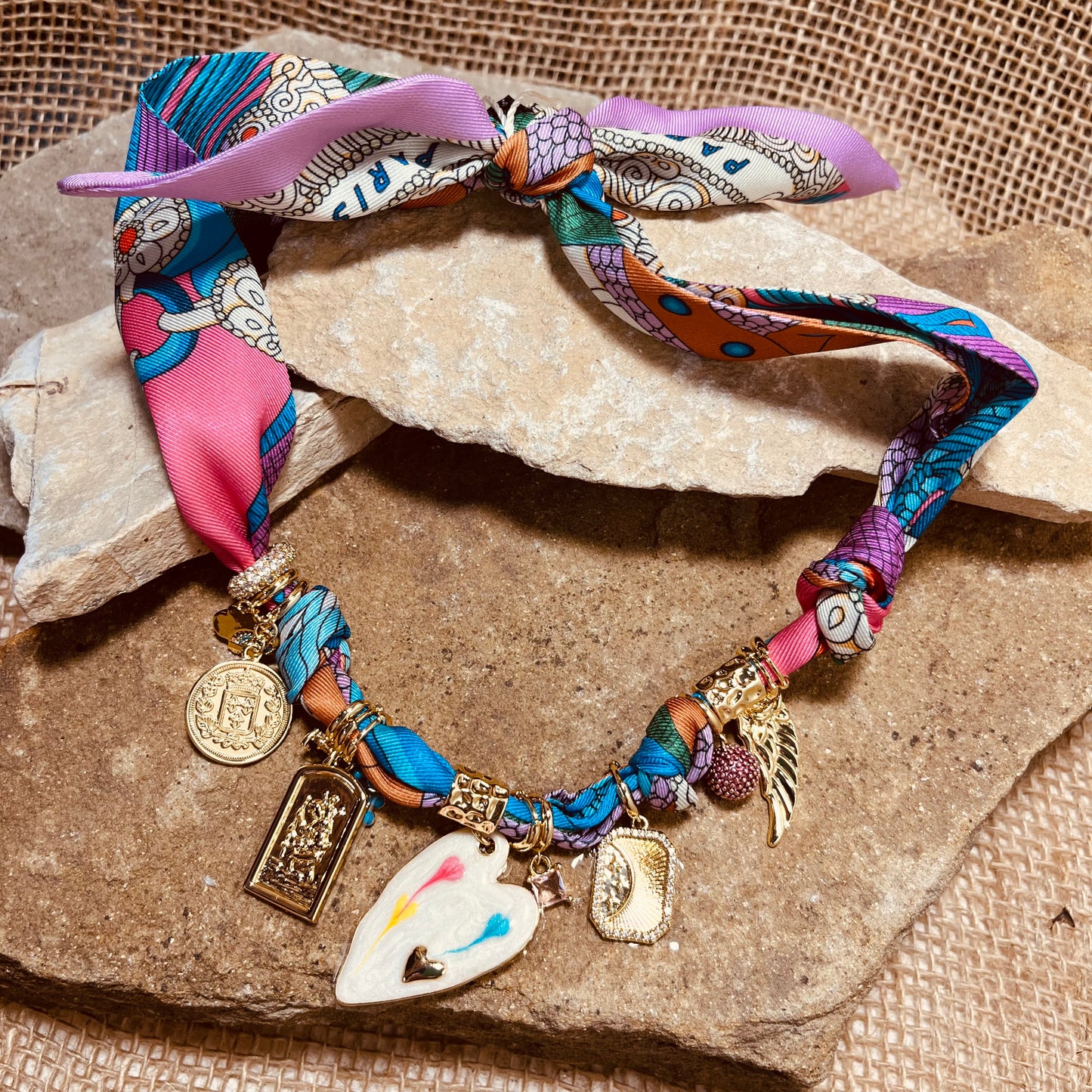Fallon Multi Charm Scarf Necklace