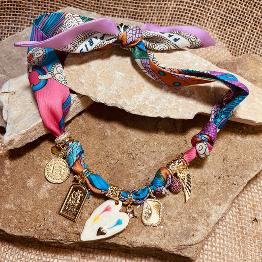 Fallon Multi Charm Scarf Necklace