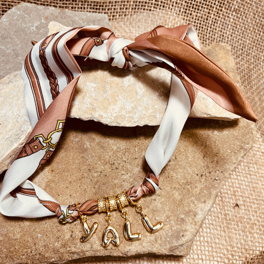 Y'all Bubble Letter Scarf Necklace