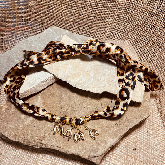 Mama Bubble Letter Scarf Necklace