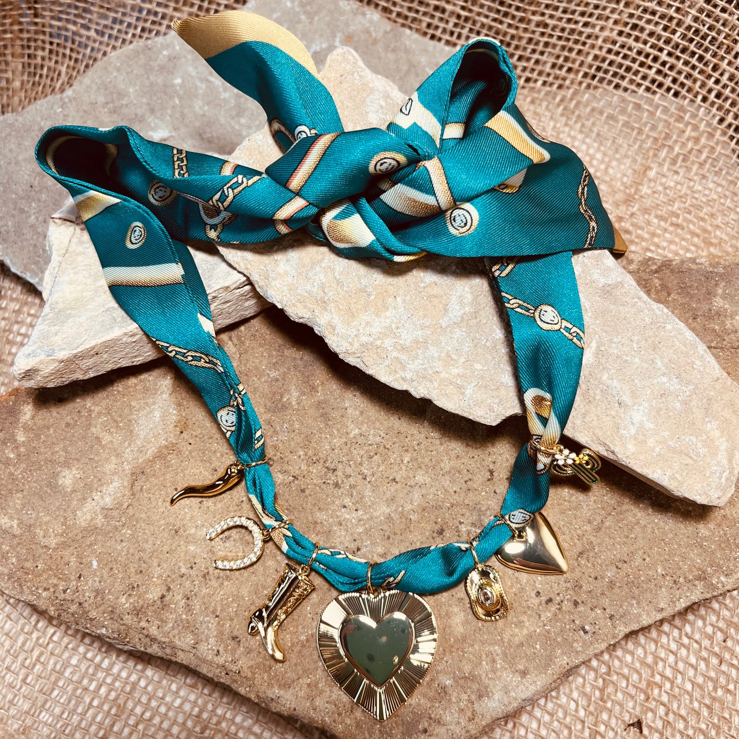 Grayson Multi Charm Scarf Necklace