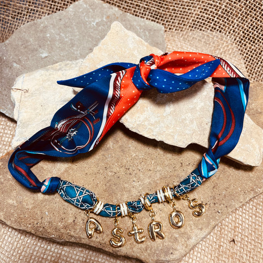 Astros Bubble Letter Scarf Necklace
