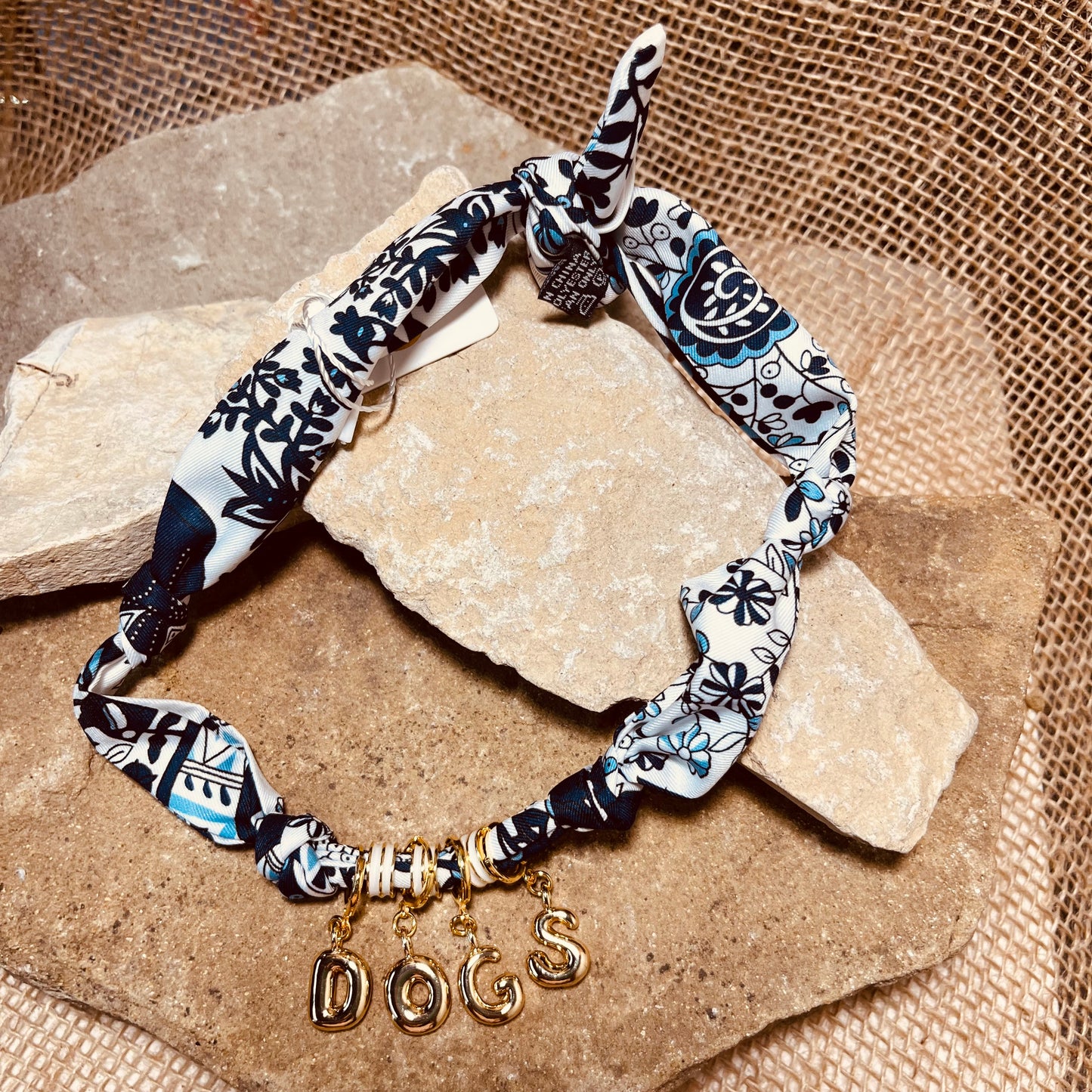 Dogs Bubble Letter Scarf Necklace