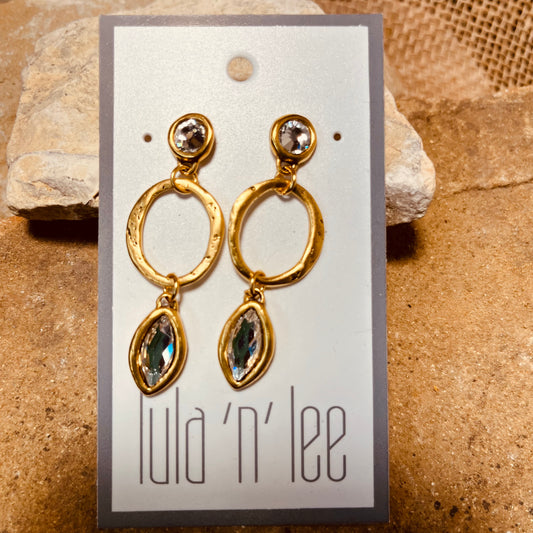 Antique Gold and Crystal Dangle Earrings