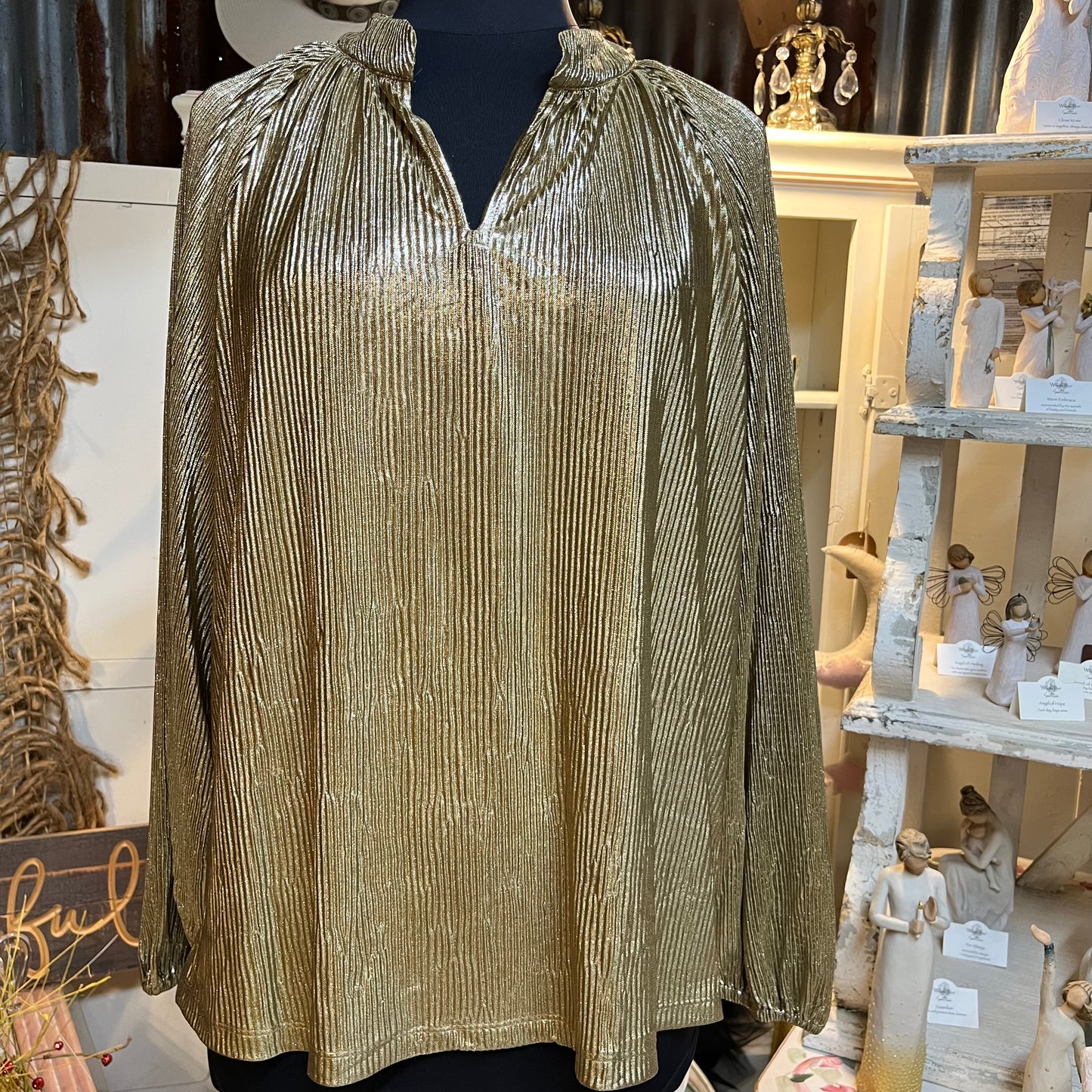 Metallic Popover Top - Gold