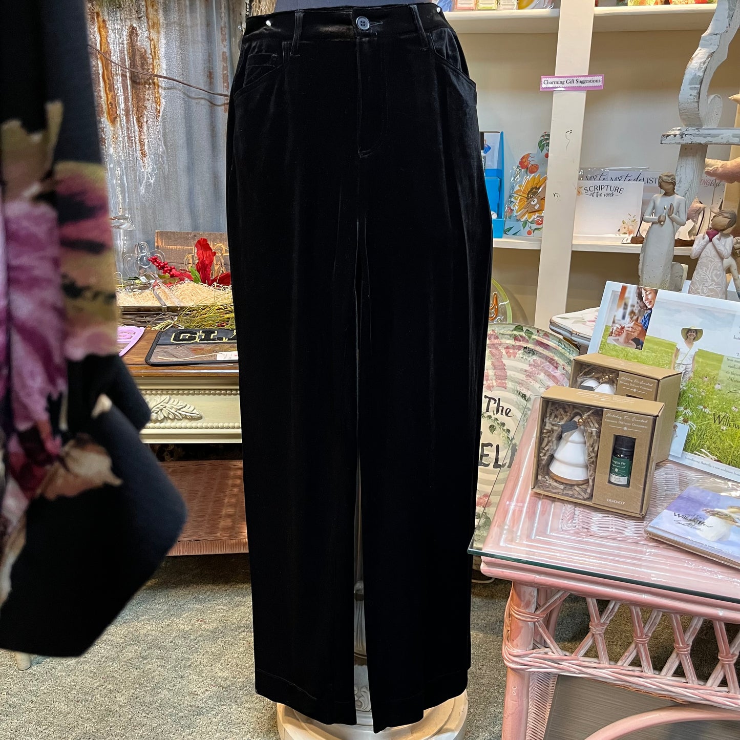 Velvet Stretch Wide Leg Pants