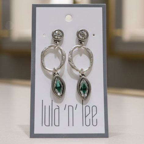 Antique Silver and Swarovski Crystal Dangle Earrings