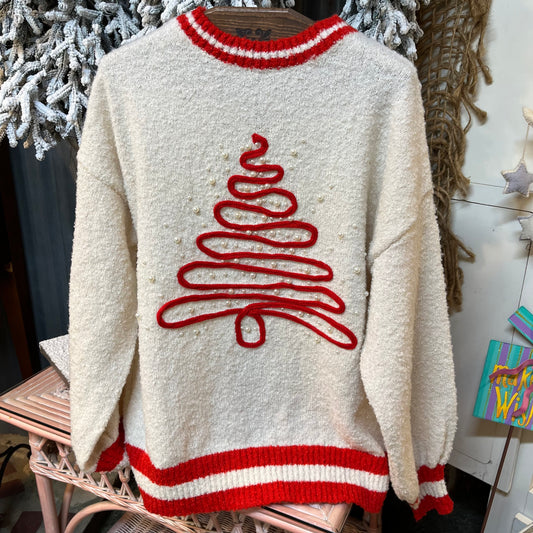 Christmas Tree with Pearl Detail Sweater