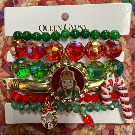 Red Nutcracker Bracelet Stack