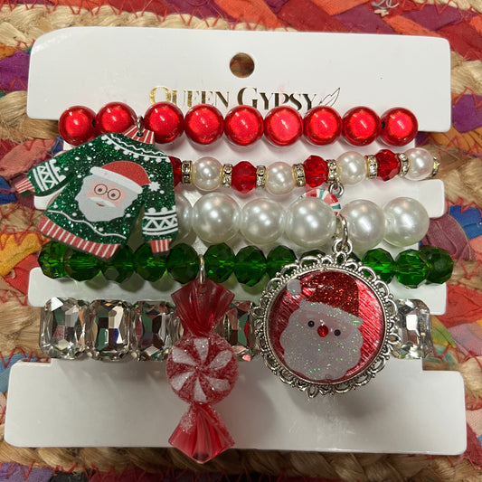 Ugly Sweater Santa Bracelet Stack