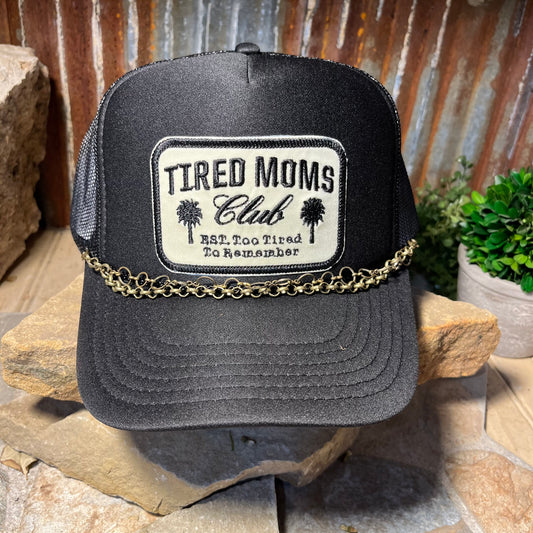 TIRED MOMS Embroidered Patch Trucker Cap