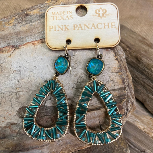 Tube Bead Wrapped Earring with Austrian Crystal Green