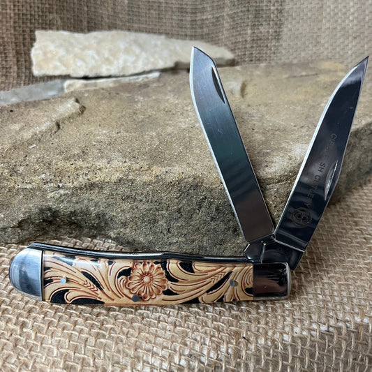 Circle SH Cutlery Floral Handle Trapper Knife