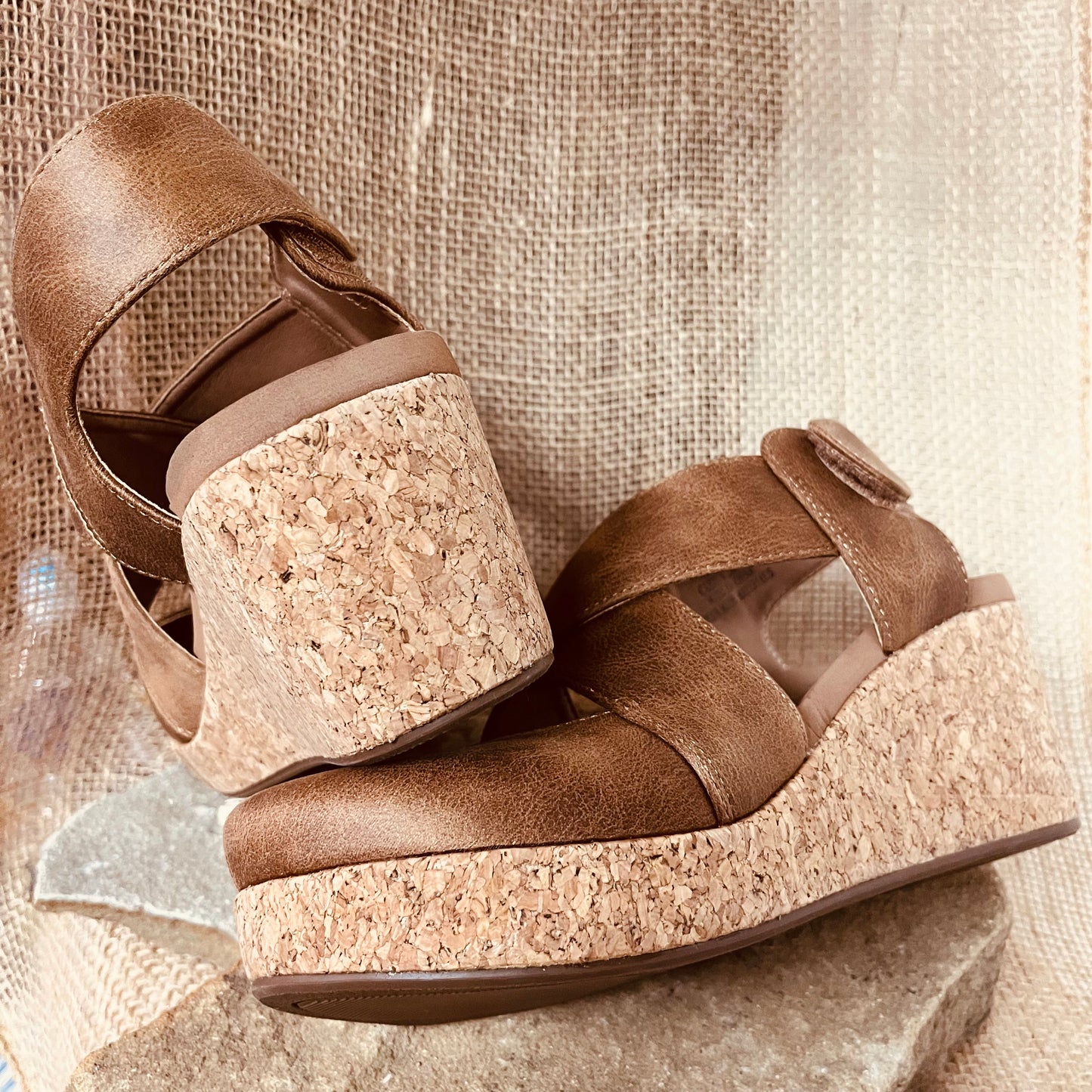 Corkys Case Closed Crisscross Cork Wedge