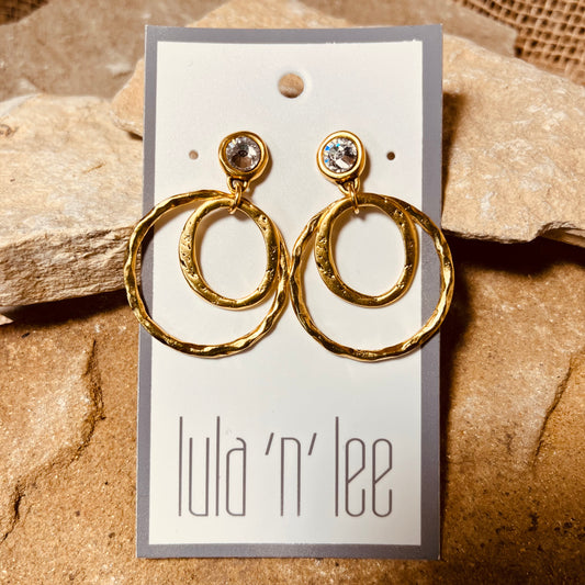 Antique Gold and Swarovski Crystal Dangle Earrings