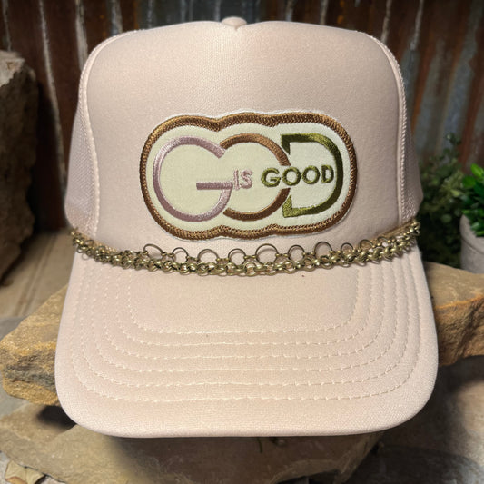 God is Good Embroidered Patch Trucker Cap
