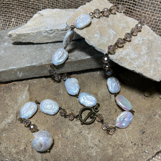 Champagne Bead and Pearl Necklace