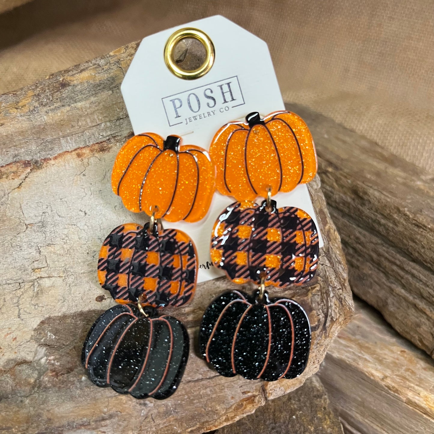 Mixed Color Glitter Pumpkin Earring