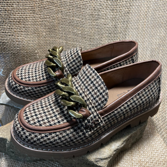 Corkys Not Literally Black Tan Houndstooth