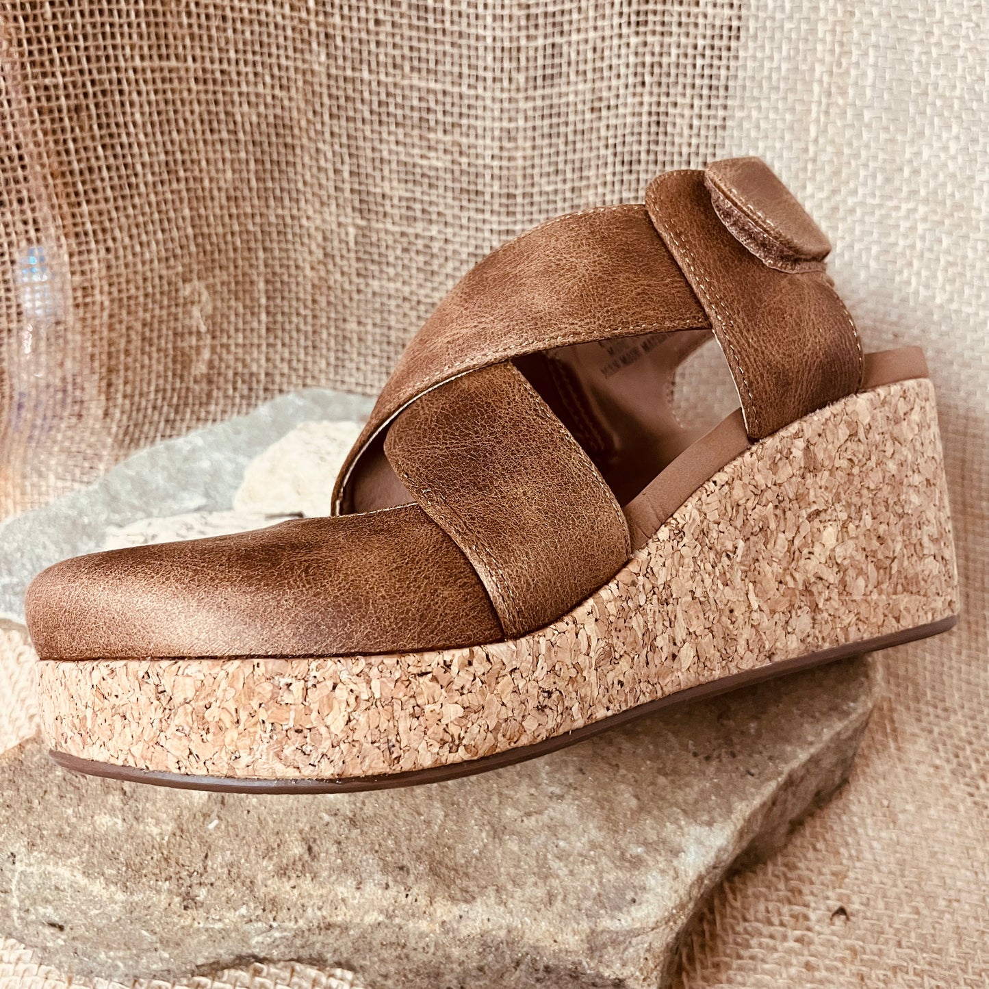 Corkys Case Closed Crisscross Cork Wedge
