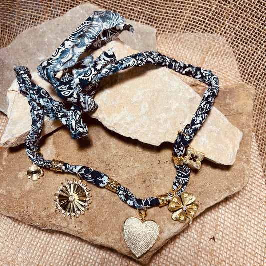 Taryn Multi Charm Scarf Necklace