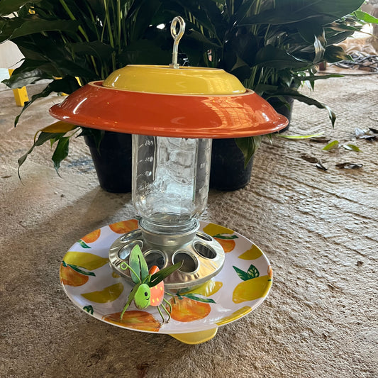 Hanging Bird Feeder Orange Grasshopper