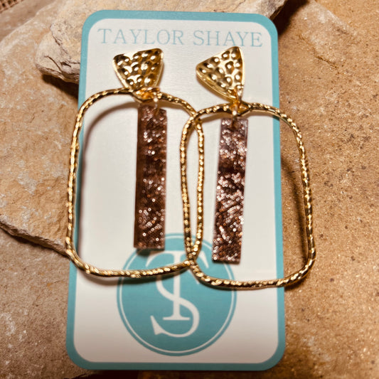 Brown Shimmer Stick Hoop Earrings