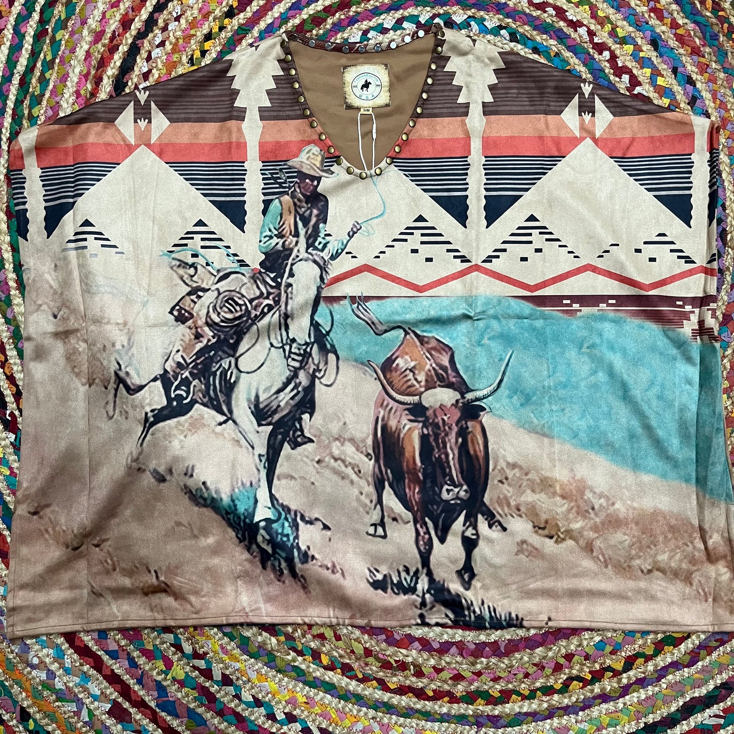 Southwestern Print Poncho Top