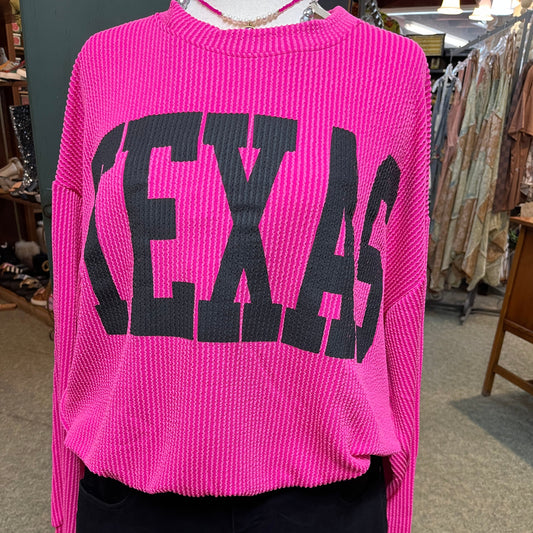 Texas' Comfy Graphic Sweatshirt Fuchsia