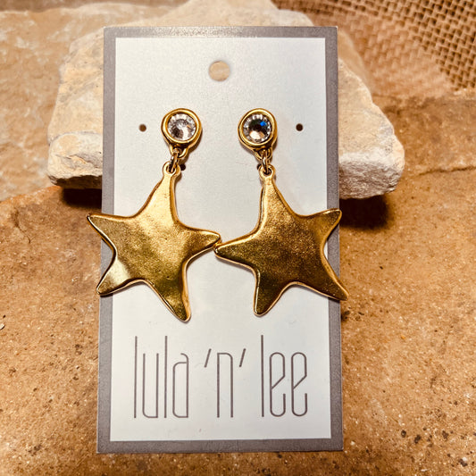 Antique Gold Star and Crystal Earring