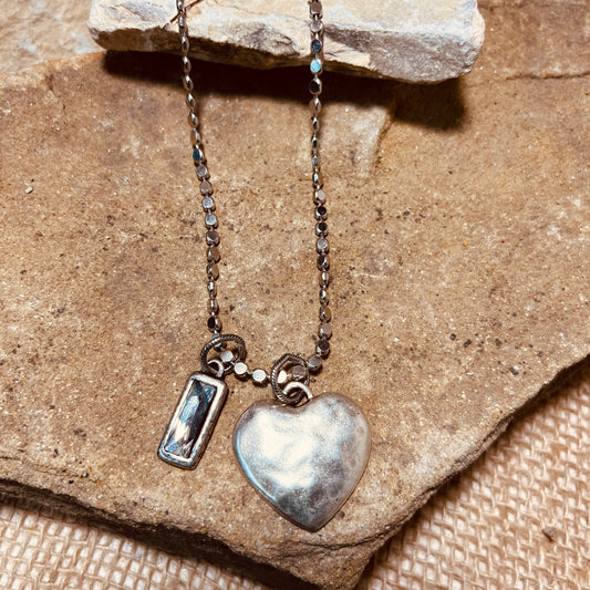 Swarovski Crystal and Heart Pendant Necklace
