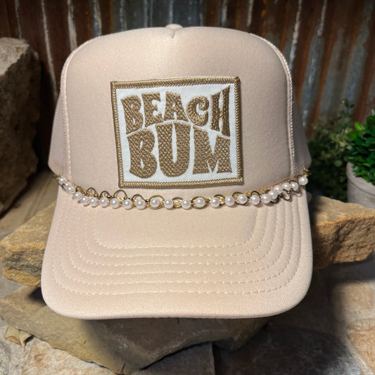 BEACH BUM Embroidered Patch Trucker Cap
