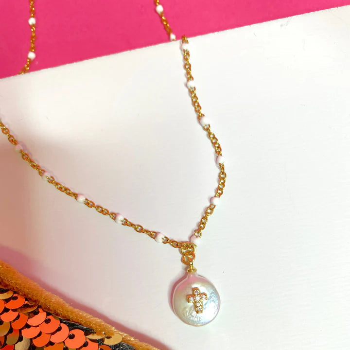 Madison Enamel Cross Necklace