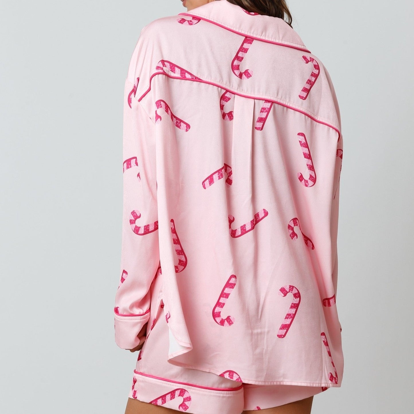 Cane Pattern at Florist Shirt Wells Boutique The Pajama Satin – Candy