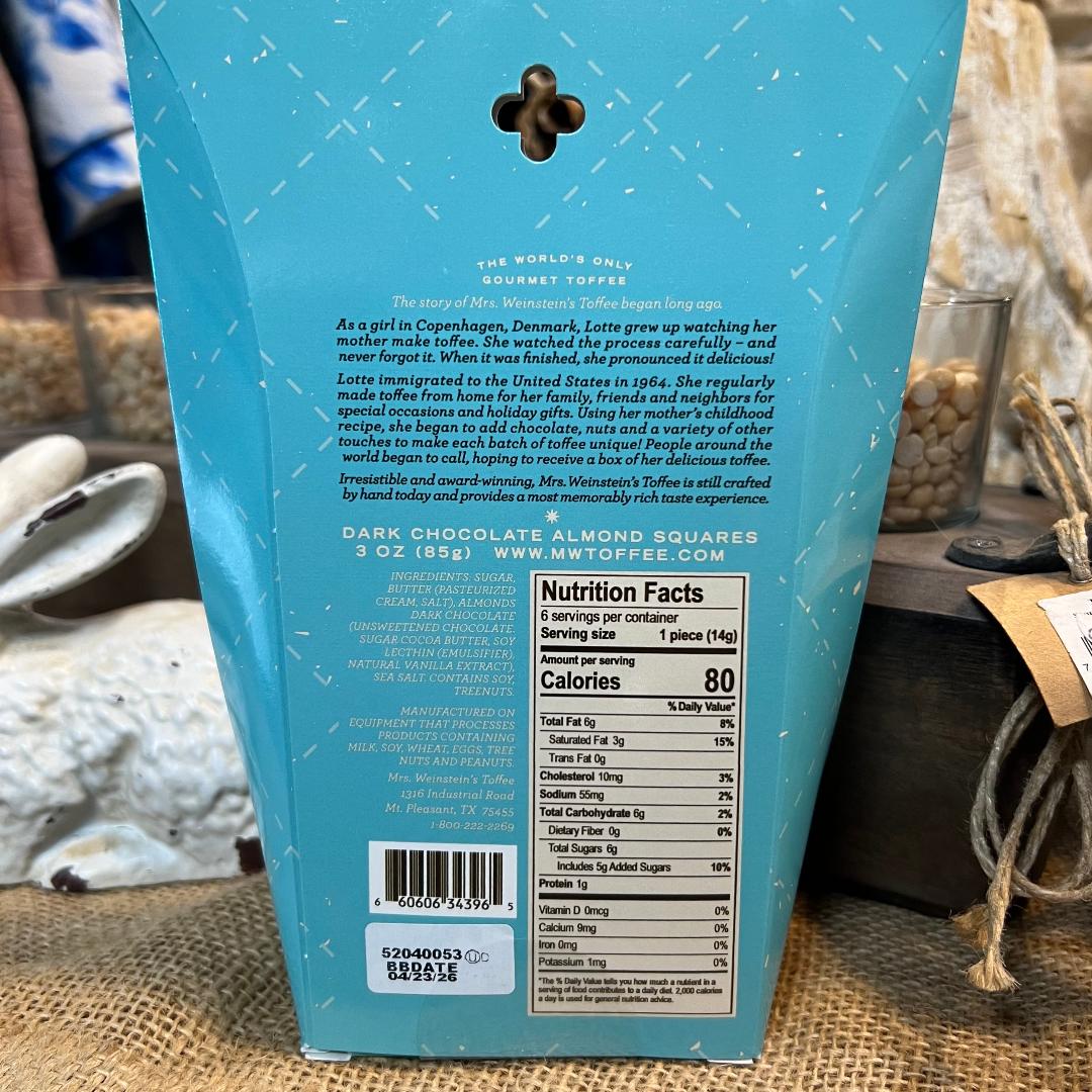 Dark Almond Sea Salt Toffee Squares 3 oz
