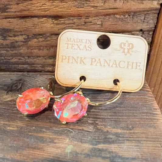 Peachy Pink Sparkle and Gold Hoops