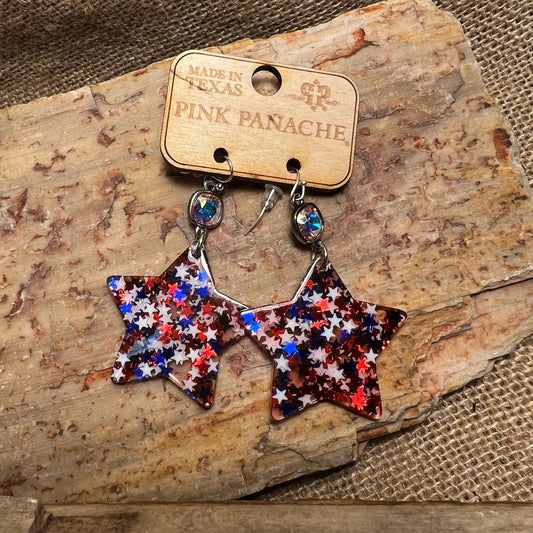 Red, White & Blue Acrylic Star Earrings