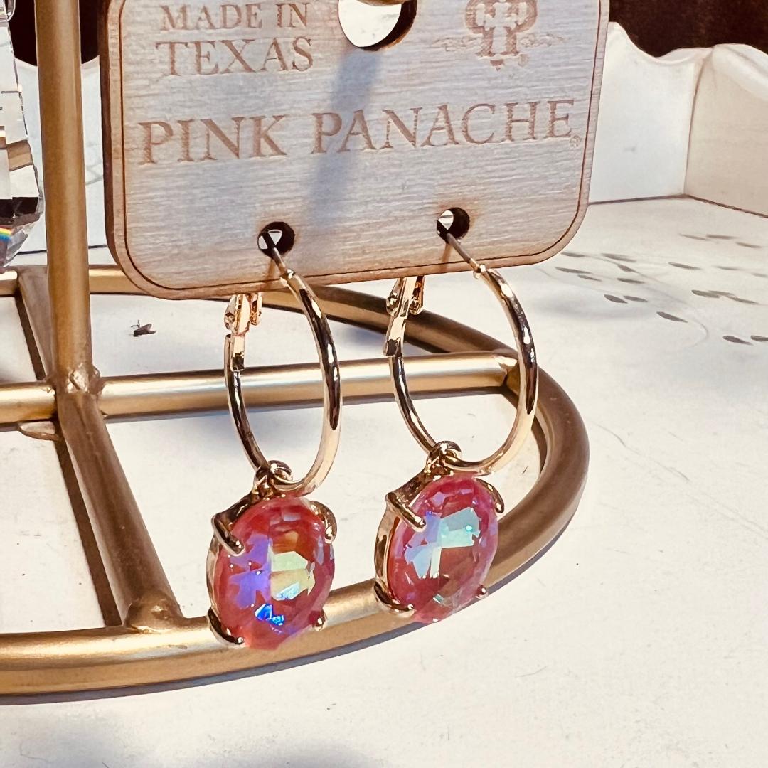 Peachy Pink Sparkle and Gold Hoops