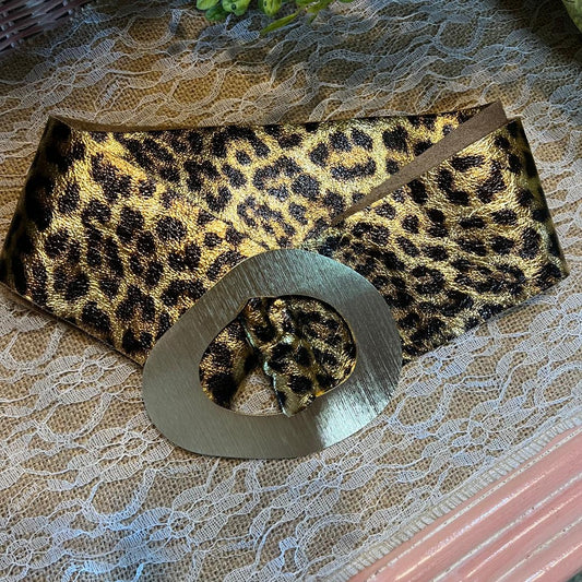 BC Leather Leopard Metallic Styling Belt